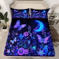 thumbnail image 2 of Manfei Flying Purple Butterflies Girl 4pcs Bed Sheets,Chic Flowes King Sheets,Starry Sky Moon Super Cozy Sheet Set,Super Cozy Room Decor, 2 of 7