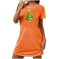 thumbnail image 2 of Camisón corto navideño para mujer, talla grande, cuello redondo, manga corta, estampado en el pecho, vestido de noche para mujer, 2 of 3