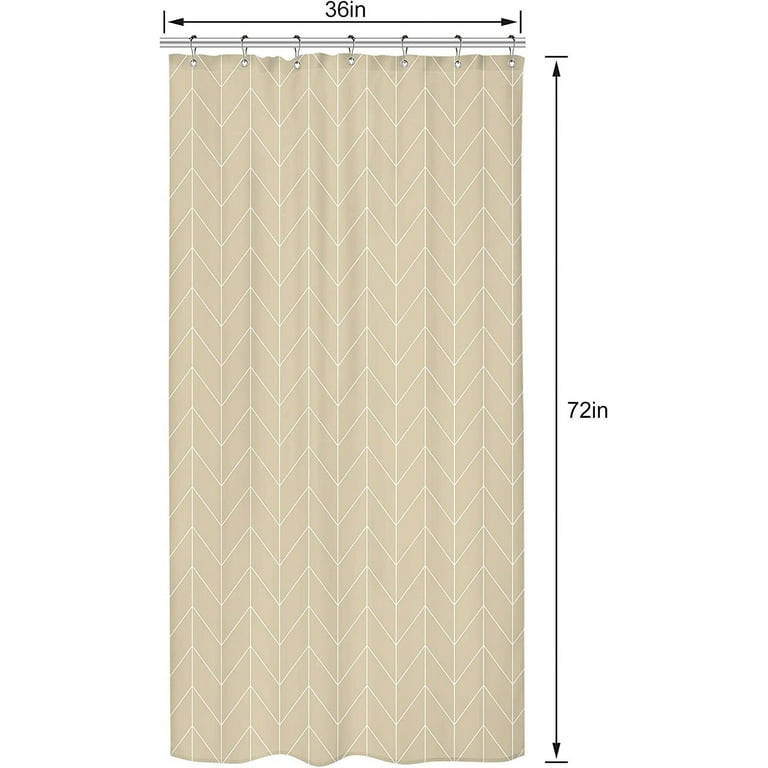 Tan Taupe Stall Small Half Size Shower Curtain 36x72 Inch Chevron Herringbone Geometric Striped RV Single Narrow Tiny Walkin Stand Up Dorm Decor