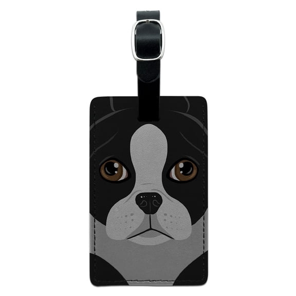 Graphics and More Boston Terrier Dog Pet Rectangle Leather Luggage ID Tag