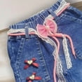 thumbnail image 5 of ITSAME Jeans for Girls, Sweet Bowknot Drawstring Elastic Waist Casual Fashion Wide Leg Denim Pants Blue 5-6T, 5 of 6