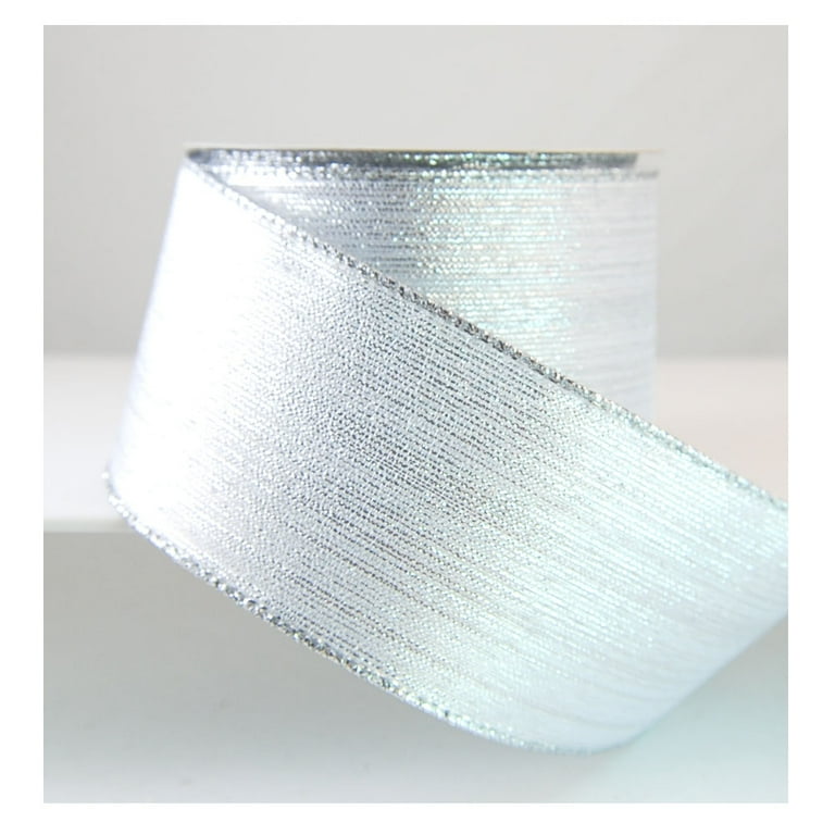 Wired Edged Barado White and Silver Metallic Stipes Wired Edged Barado White and Silver Metallic Stipes