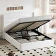 thumbnail image 3 of Einfach Full Size Lift up Platform Storage Bed Frame with Velvet Upholstered Wingback Panel Headboard, White, 3 of 11