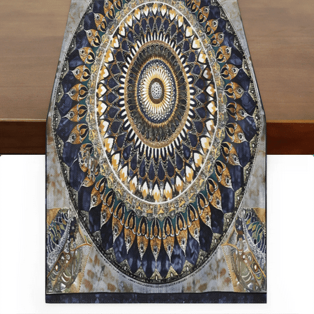 

Qzaxky Table Runner Boho Table Runner Vintage Floral Mandala Boho Bohemian Boho Outdoor Table Runner Decoration for Indoor Outdoor Home Dinner Party Wedding Decor 13 x 108 Inch