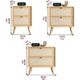 thumbnail image 2 of Solid Wood Nightstand with Inlaid Rattan, Night Stand with Drawers，Boho Side Table for Bedroom, Living Room, Quick Leg Assembly(Light Brown,35x40x49cm), 2 of 8