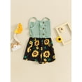 thumbnail image 3 of Bagilaanoe Toddler Baby Girl Jumpsuit Shorts Sleeveless Sunflower Print Romper Overalls 12M 18M 24M 3T 4T 5T Kids Short Pants Summer Clothes, 3 of 7
