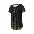 thumbnail image 2 of Sunloudy - Camiseta larga con cuello henley para mujer, camisetas de manga corta con estampado de flores, rayas, llamas y oro Sunloudy  S M L XL XXL, 2 of 8