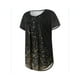 thumbnail image 2 of Sunloudy - Camiseta larga con cuello henley para mujer, camisetas de manga corta con estampado de flores, rayas, llamas y oro Sunloudy  S M L XL XXL, 2 of 8
