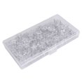 thumbnail image 3 of 200 chinchetas decorativas de plástico transparente con forma de estrella, con caja de corcho de plástico y punta de acero., 3 of 5