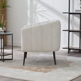thumbnail image 3 of Jopath Accent Chair with Metal Legs,Channel Tufted Lounge Chair Single Sofa Round Leisure Armchair for Bedroom Living Room Reception Study Room Office Ivory, 3 of 9