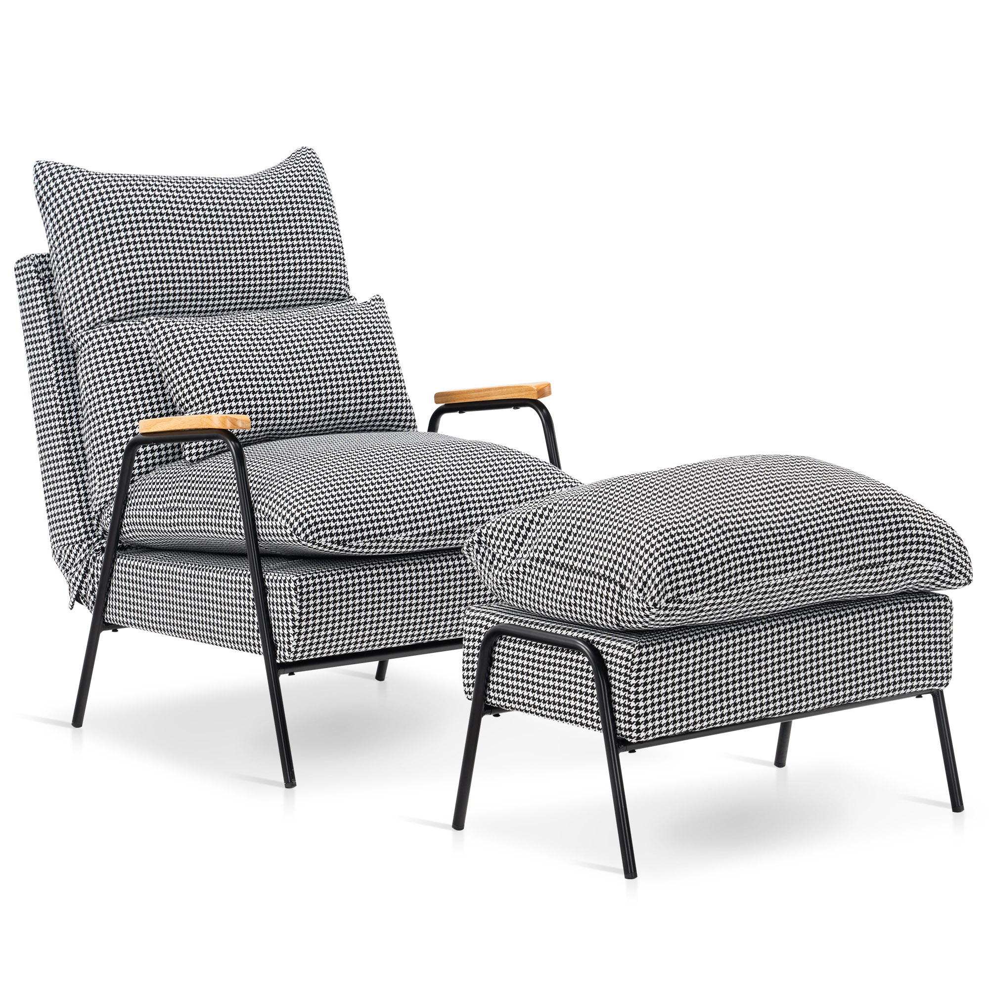 Accent Recliner Chair with Ottoman, Modern Fabric Adjustable