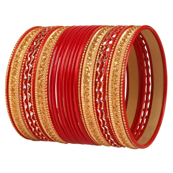 Sunsoul By Touchstone"Colorful 2 Dozen Bangle Collection" Indian Bollywood Alloy Metal Textured Hot Red Designer Jewelry Bangle Bracelets Set Of 24 In Antique Gold Tone For Women
