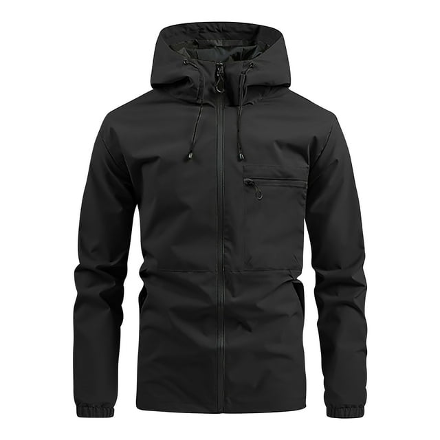 Lovzfmll Manteau de Pluie à Capuche pour Homme Imperméable Tenue de Travail Utilitaire Noir, m