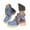 Light Blue, variant on Rose Embroidery Denim Ankle Boots for Women Fashion Lug Sole Lace up Round Toe Short Booties
