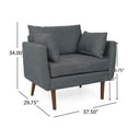 thumbnail image 3 of Christopher Knight Home Modern Upholstered Accent Chair with 2 Pillows, Solid Wood Legs, Charcoal, 3 of 9