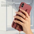 thumbnail image 3 of Compatible for iPhone XS / iPhone X Zipper Wallet Case with Card Holder, Rotation Ring Kickstand Case, PU Leather Card Slots RFID Blocking Protection Phone Case Shockproof Cover, Red, 3 of 10