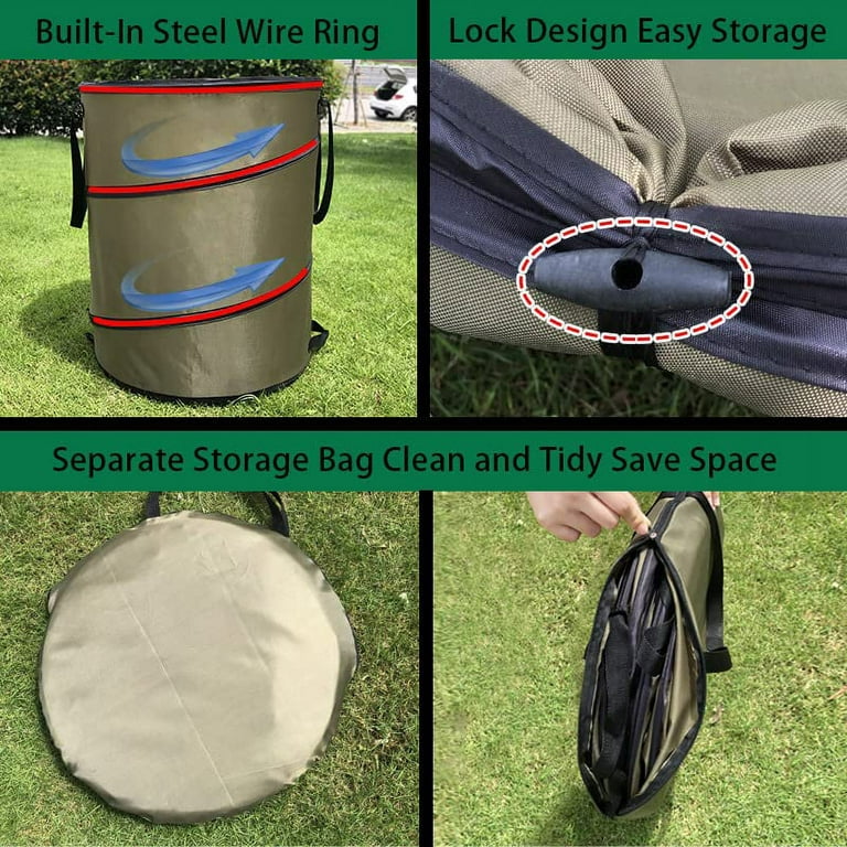 30 Gallon Outdoor Camping Portable Rubbish Bin With Handles Folding Pop-Up  Collapsible Trash Can 