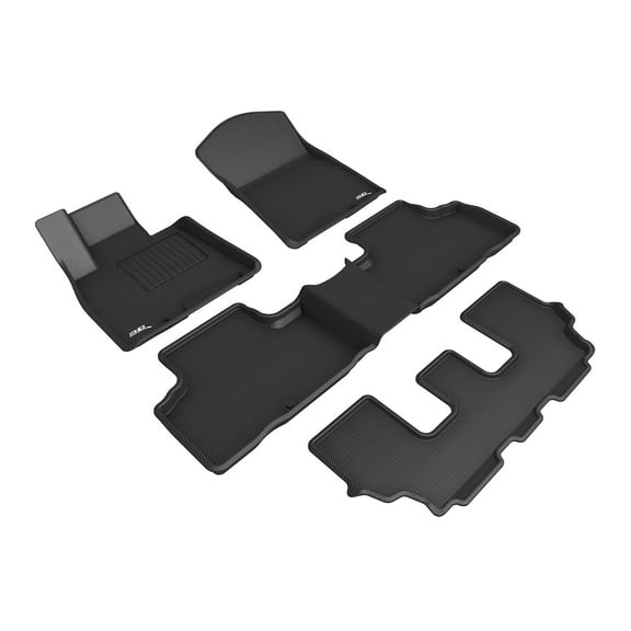 3D MAXpider KAGU Floor Mat (BLACK) compatible with GENESIS GV80 7-SEAT 2021-2024 - Full Set