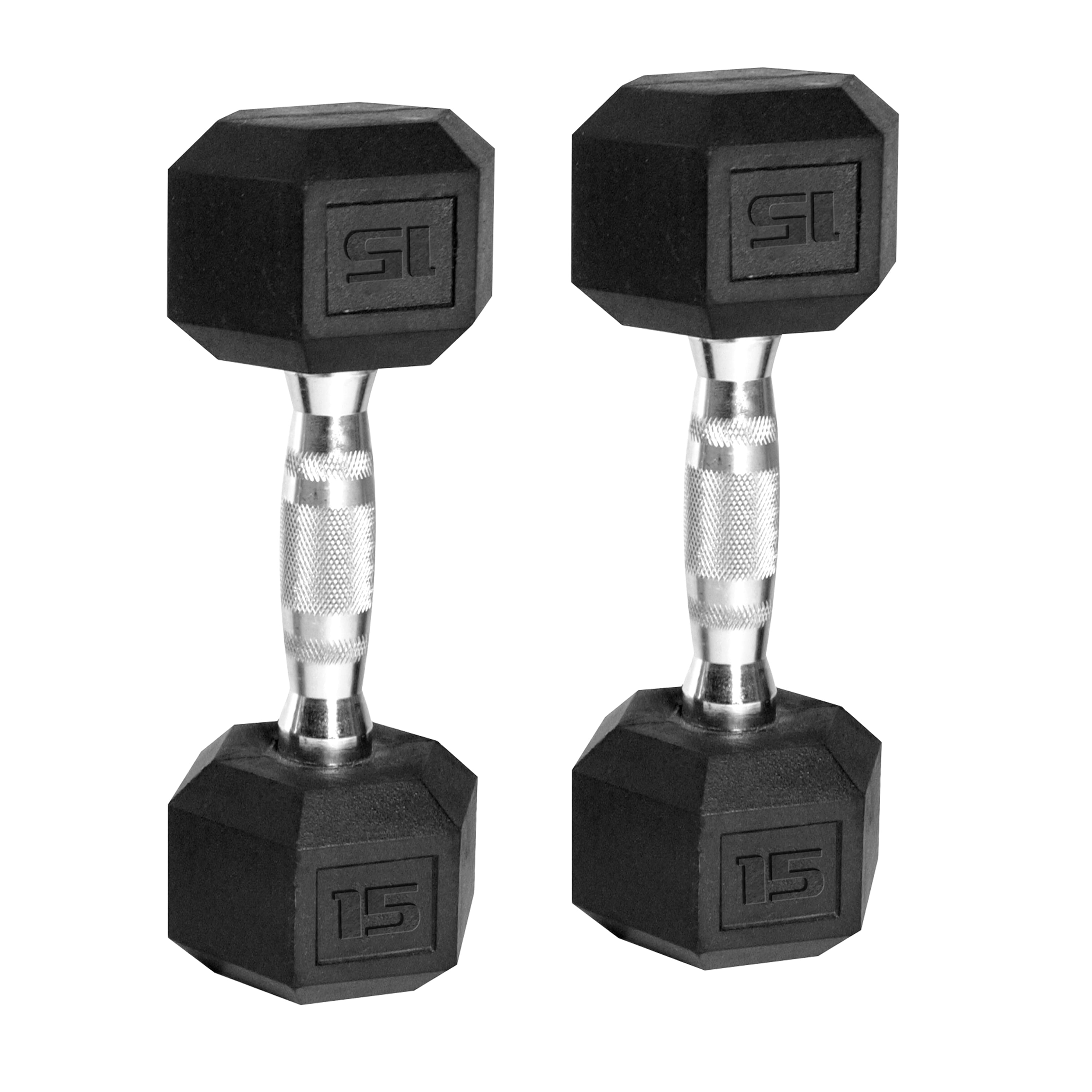 50 lbs total Rubber Coated Hex Dumbbells FREE SHIPPING CAP 25 lb Dumbbell Set 