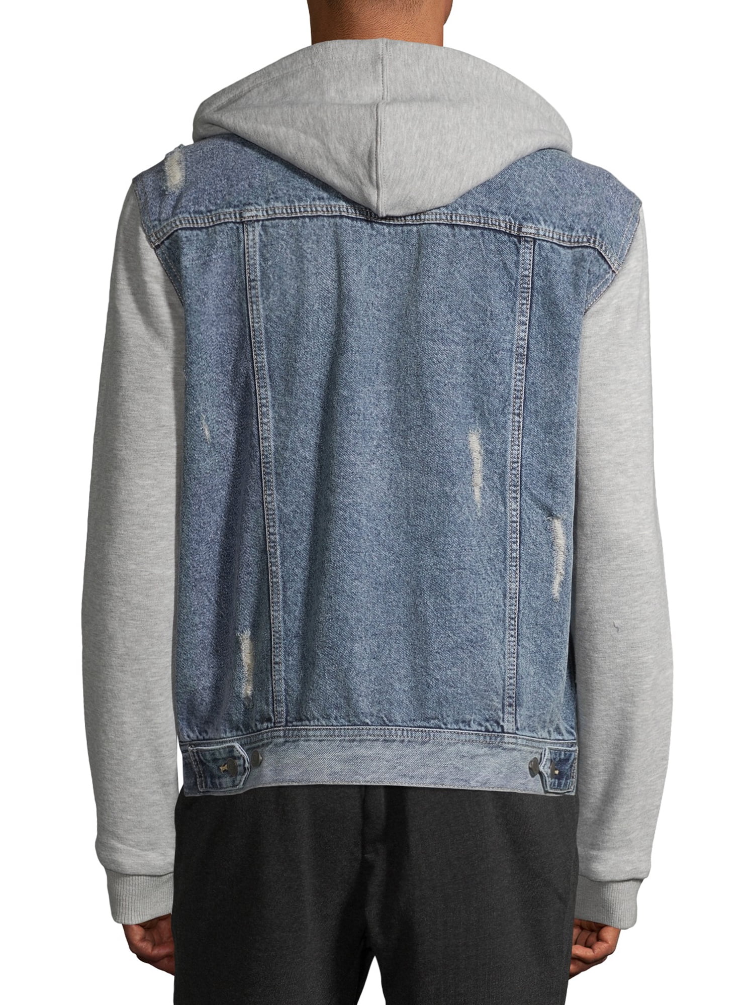 Sweatshirt sleeve hooded denim hotsell jacket