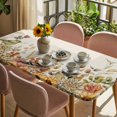 thumbnail image 3 of Fall Botanical Table Cloths for 5 Foot Rectangle Tables, Sunflower Vintage Floral Botanical Birds Patio Waterproof Elastic Fitted Tablecloths, Washable Rectangular Table Cover for Camping, 3 of 8