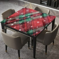 Square Fitted Tablecloth Elastic Edged, Christmas Red and Green Table Cloth Useful, Table Cover, for Christmas Holiday Party Dinnning, Fits for 36"x36" Table