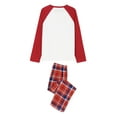 thumbnail image 6 of Bravoy Family Matching Christmas Pajamas, Letter  Tree Print Long-Sleeved Tops + Plaid Pattern Trousers Sleepwear Outfits, 6 of 7
