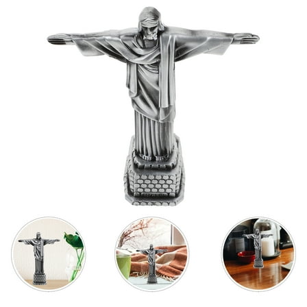 ELAYARD Mini Statue Jesus Figurine Silver 1Set Home Ornament