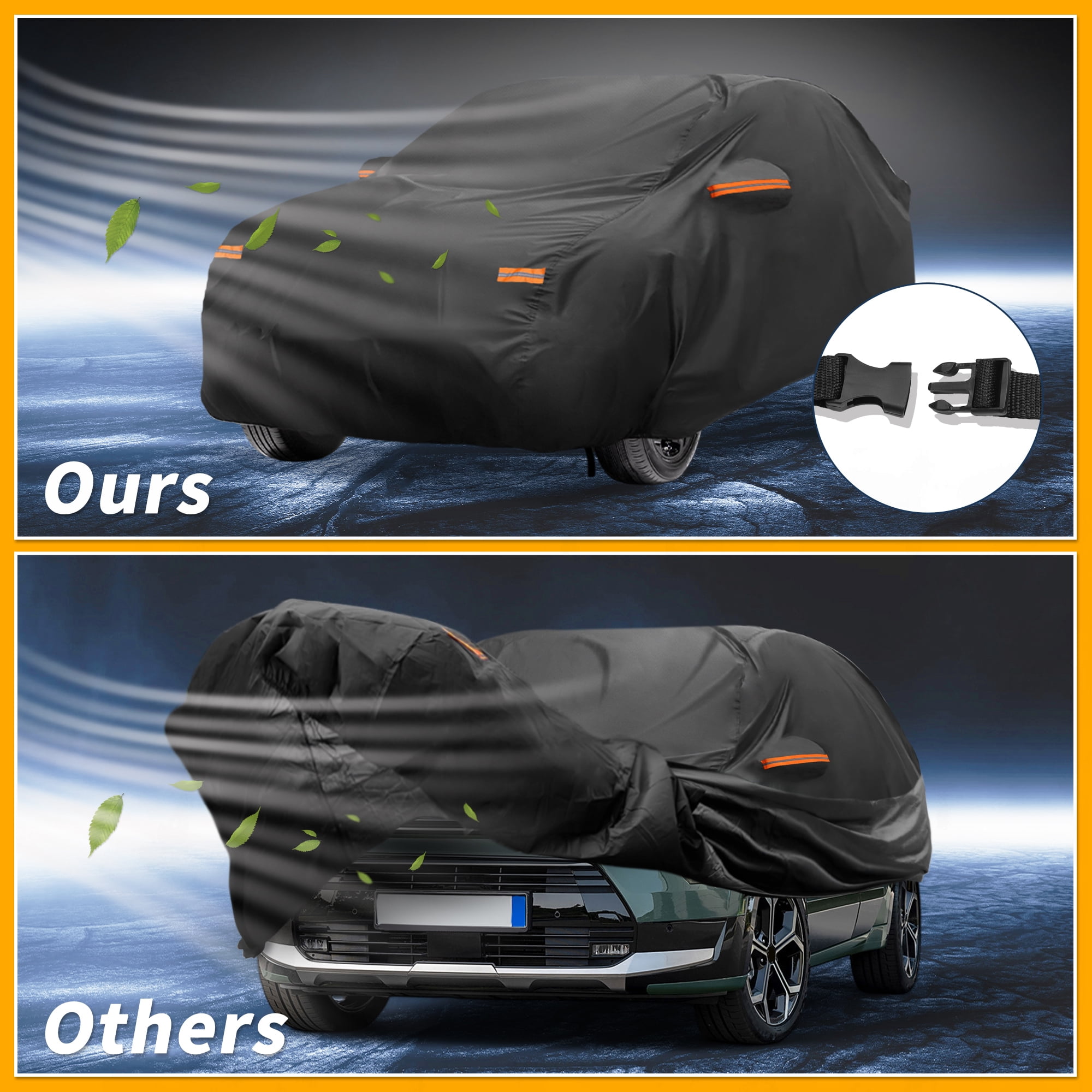 Unique Bargains Reflective Car Cover Black for Kia Niro 2016-2025 177.95"x57.09"x53.15"