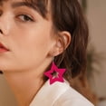 thumbnail image 4 of 80s 90s Retro Women Earrings Large Geometric Star Pendant Party Jewelry Bright Fashion Accessories for Women, 4 of 4