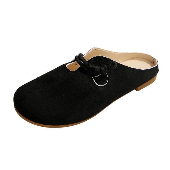 Wensltd Flat Sandals Women Closed Toe Sandals Plus Size Cloth Upper Low Heel Soft Sole Breathable Daily Outdoor Casual Walking Office Wear Black