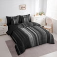 thumbnail image 3 of Homewish Laser Line 7 Pieces Bedding Comforter Set,Modern Geometric Artwork Full Bedding Set,Gradient Gray Black Fitted Sheet Flat Sheet For Men Women,Microfiber Bedroom Decor Reversible, 3 of 8