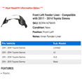 thumbnail image 2 of Front Left Fender Liner - Compatible with 2011 - 2014 Toyota Sienna 2012 2013, 2 of 2