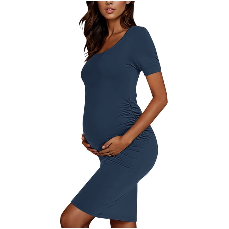 knee length dresses for ladies The Sidekick Black Maternity Column Dress – Ingrid & Isabel main image 0