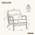 thumbnail image 2 of Mid-Century Accent Chair with Curved Wood Armrests & Lumbar Pillow, Upholstered Living Room Armchair, Comfy Reading Lounge Chair for Bedroom (Dark Green), 2 of 9