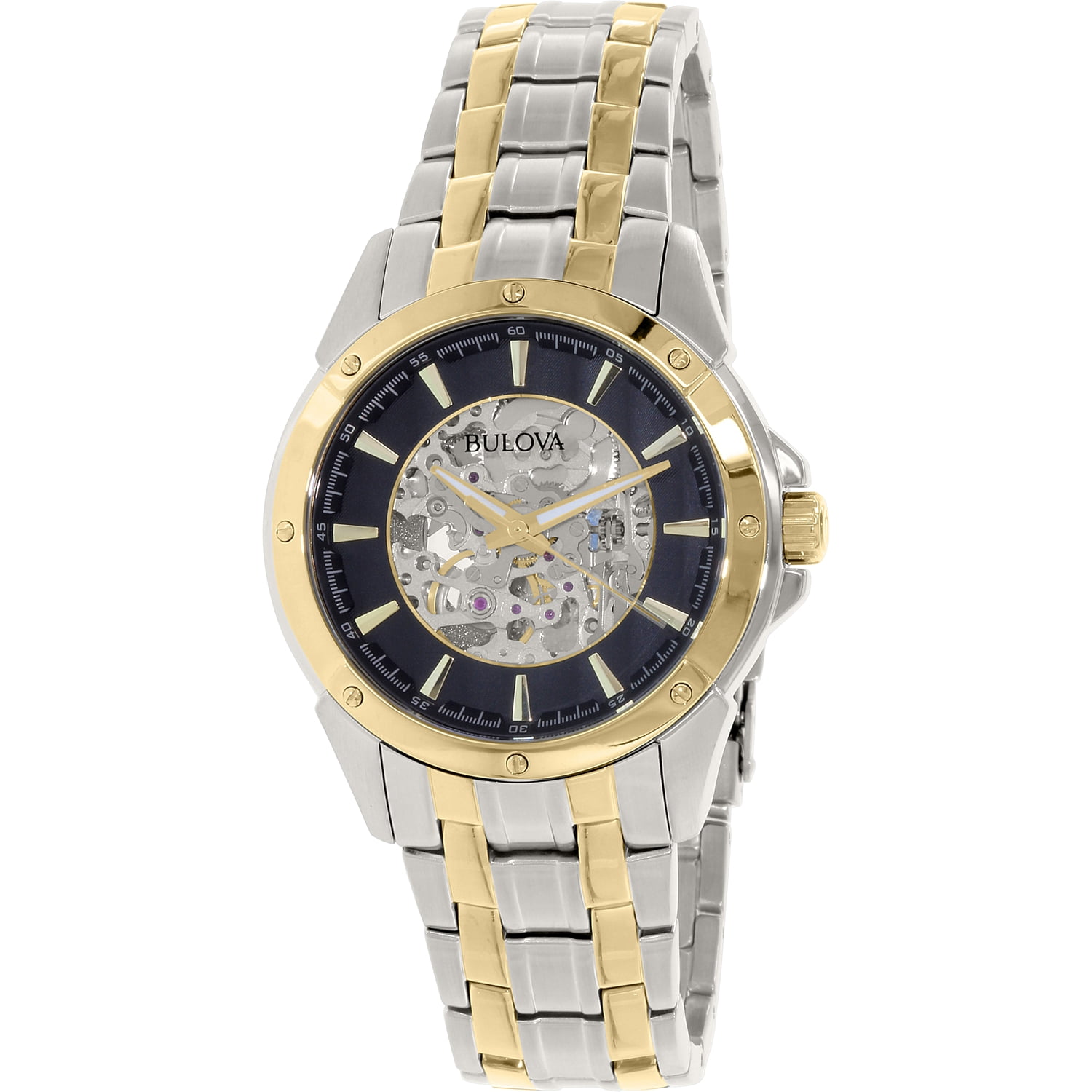 Bulova Men's Classic TwoTone Stainless Steel 3Hand Automatic Watch, Skeleton Dial Style