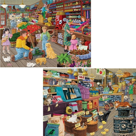 Bits and Pieces Set of Two 300 Piece Jigsaw Puzzles General Store by Joseph Burgess 18" x 24"
