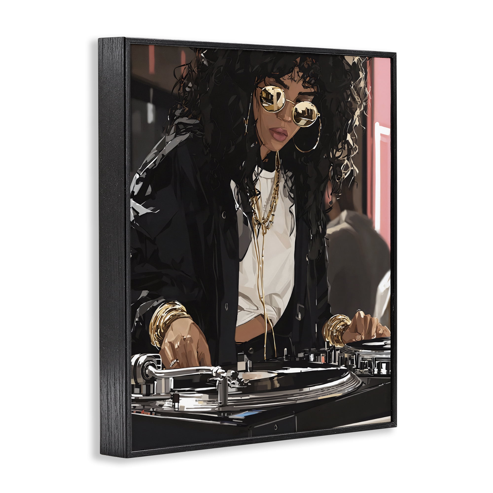 Stupell Industries DJ Focused On Turntables Black Framed Giclee Art, design by Franklyn Gregory
