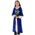 thumbnail image 2 of JSGEK Floral Girls Vintage Lace Long Sleeve Bridesmaid Dress Princess Wedding Party Pageant Evening Formal Prom Ball Gown Blue 13-14Years, 2 of 7