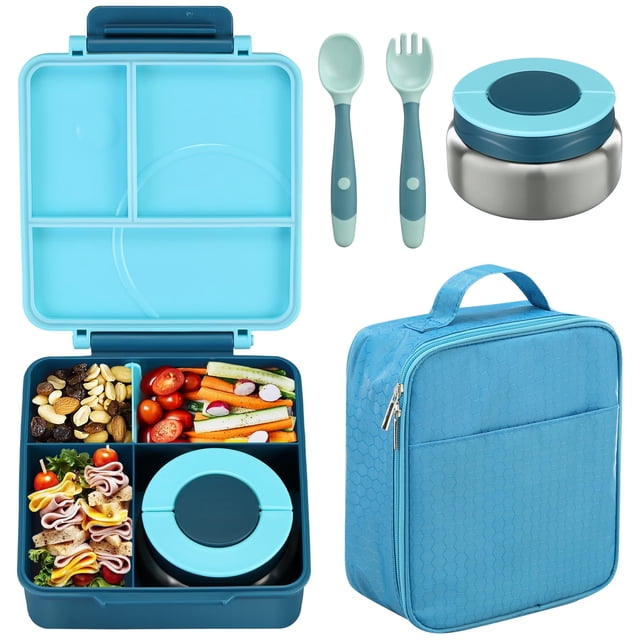 Set de Lonchera Bento Howeemo para Niños con 4 Compartimentos de 236 ml y Termo
