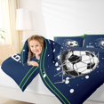 thumbnail image 5 of Feelyou Cartoon Football Soccer Bedding Comforter Set, Navy Green Stars Lines Twin Comforter Sets, Teens Kids Boys Girls Reversible Bedding Set, Super Cozy Room Decor, 2-Piece, 5 of 9