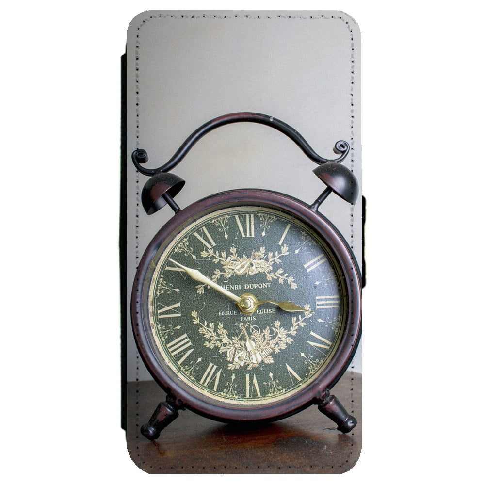 Vintage Antique Clock Alarm Clock Samsung Galaxy S7 Leather Flip Phone