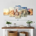 thumbnail image 2 of Elephant Stock Swedish Winter Wall Art - Horizontal Multi Panel Canvas - 5 Pieceliving Room Wall Decor - Photography Nature Multi Panel - Blue And Brown Decor - 36" x 15", 2 of 4