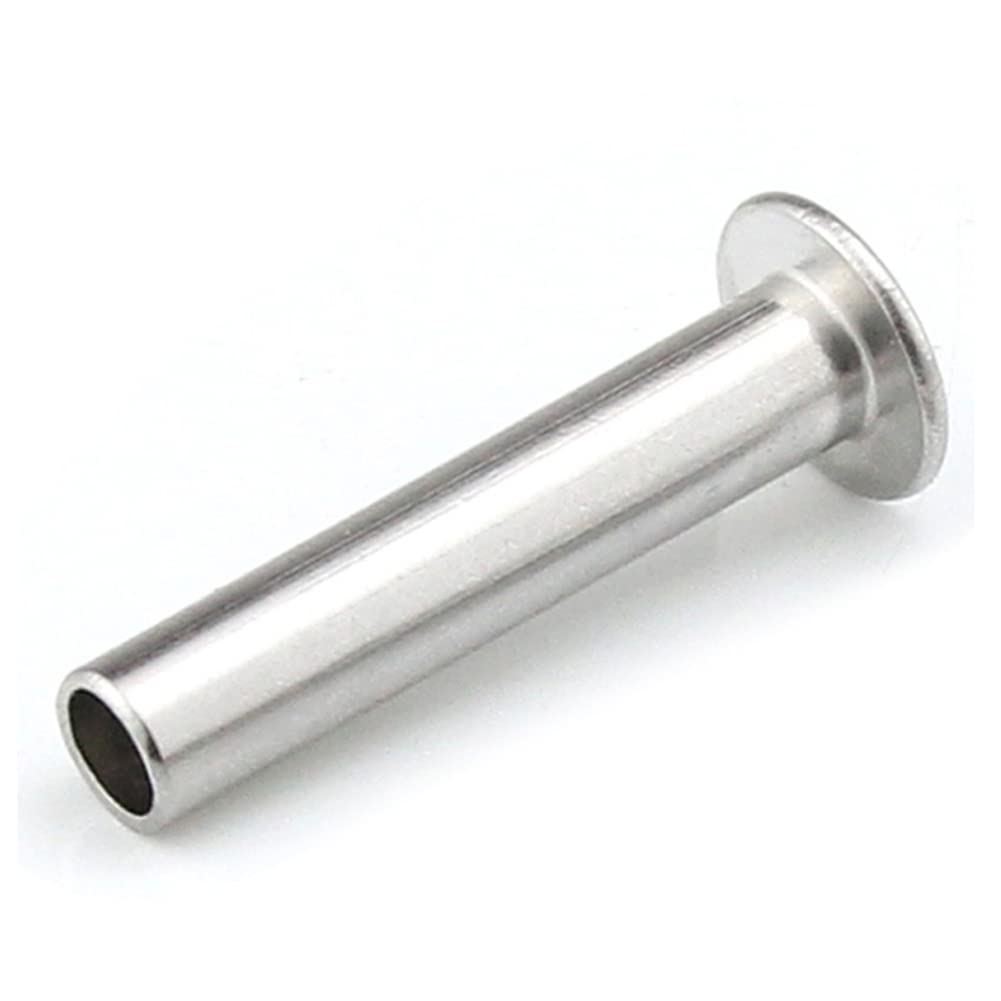 100 Pieces 304 Stainless Steel Large Flat Head Half Hollow Shank Rivets M2.5x20mm