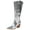Silver, variant on Women Knee High Western Cowboy Boots Side Zippers Block High Heel Pointed Toe Snakeskin Print LILIBETH Champagne Gold Patent 8