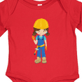 thumbnail image 4 of Inktastic Cute Girl, Construction Worker, Brown Hair Girls Long Sleeve Baby Bodysuit, 4 of 5