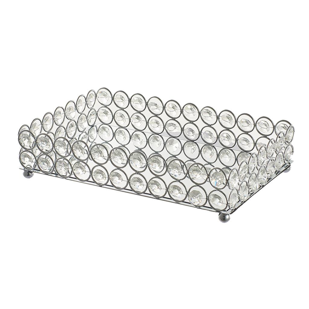 Vanity Mirrored Glass Decorated Decorative Tray for Perfume, Jewelry, Makeup , 25x15x5cm B