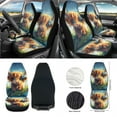 thumbnail image 2 of Renewold Highland Cow 12 PCS Auto Accessories Car Seat Covers with Steering Wheel Cover Seat Belt Covers Armrest Pad Trash Bin Sunglass Pocket Rear View Mirror Cover Coasters Key Chain, 2 of 7