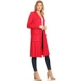 thumbnail image 2 of MOA COLLECTION Women's Solid Casual Loose Fit Long Sleeve Pocket Open Front Duster Cardigan, 2 of 5