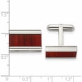 thumbnail image 4 of Stainless Steel Polished Red/Orange Koa Wood Inlay Rectangle Cufflinks Made In China -Jewelry By Sweet Pea, 4 of 7